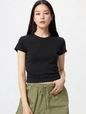 Uniqlo AIRism Short Sleeve Top Black L